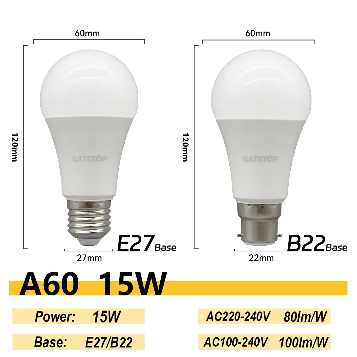 2PCS 24W 20W 18W 15W Bulb Hight Lumen E27 B22 Base Led Lamps AC220V 230V 110V Light Lamps for Home
