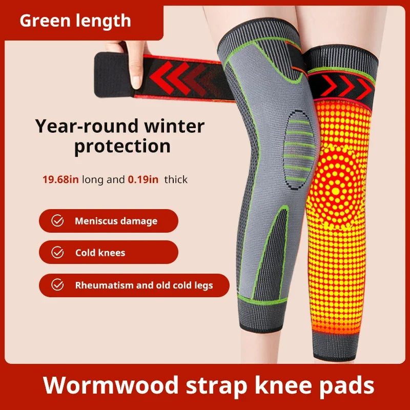 1 Pair Compression Knee Support Pads Self-Heating Four Sided Elasticity Keep Warm Old Cold Legs Fo Elderly Joint Protection Calf