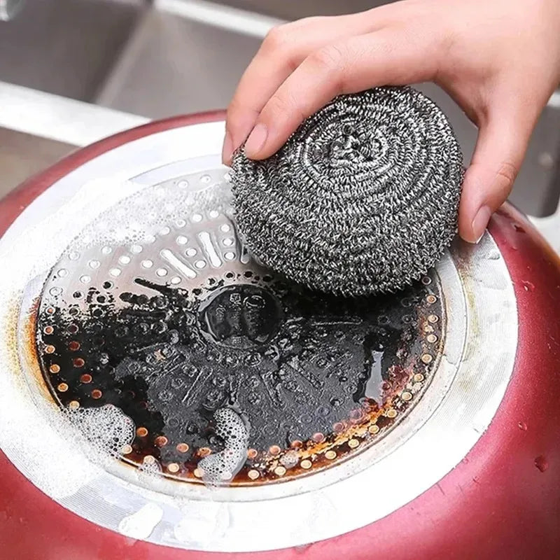 Stainless Steel Cleaning Ball Multipurpose Kitchen Pot Pan Rustproof Oil Removal Scrubber Heavy Duty Steel Wire Balls