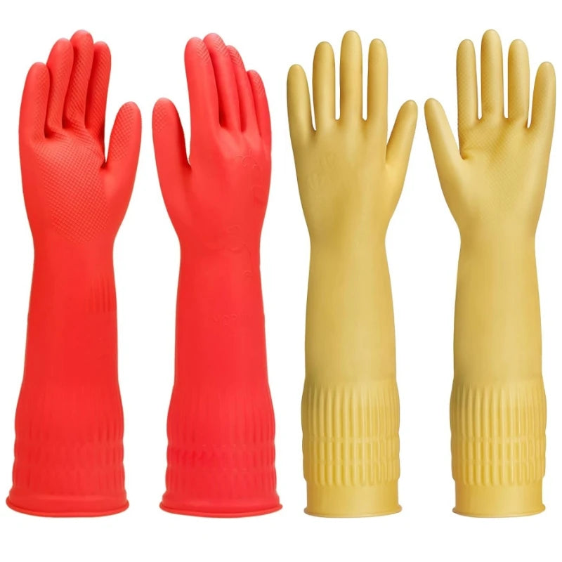 45CM Extra-Long Rubber Cleaning Gloves Non-Slip Reuseable Kitchen Washing Tools for Household Bathroom Dishwashing Latex Gloves