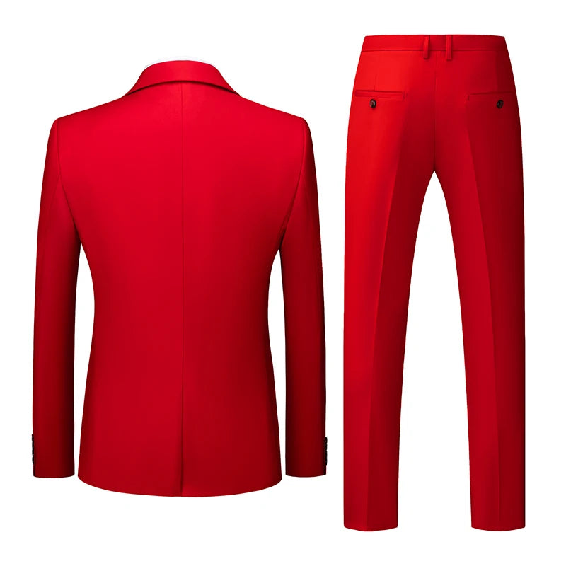 Men's 3 Piece Suit, Jacket Vest Trousers, Slim Fit Blazer Waistcoat Pants