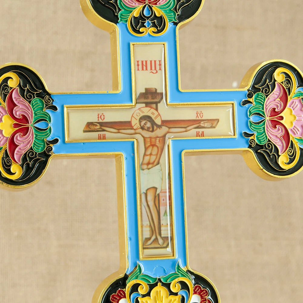 Orthodox golden cross Passion of Jesus church ornaments home altar decorations religious festival gifts