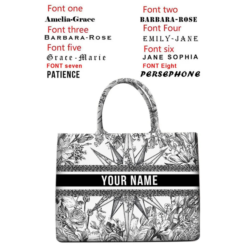 Personalized custom women's tote bag, canvas printed handbag, large capacity beach bag