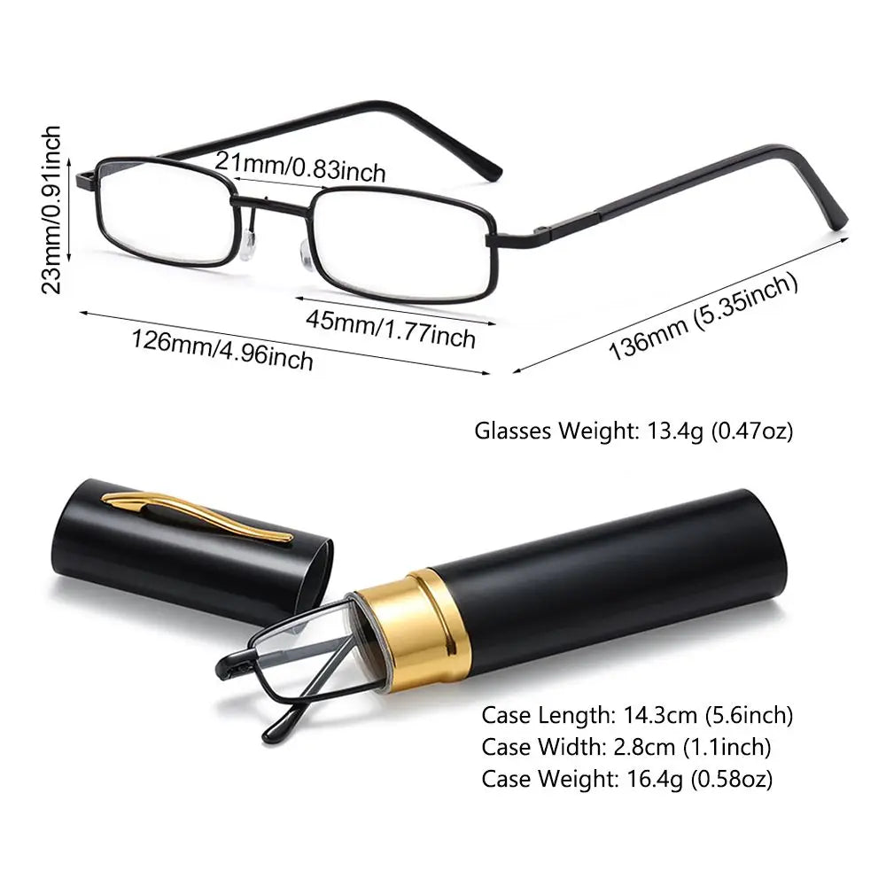 1Set Portable Reading Glasses Men Women Ultra-thin Mini Anti-blue light Presbyopia Eyeglasses with Box Computer Glasses +1.0~4.0
