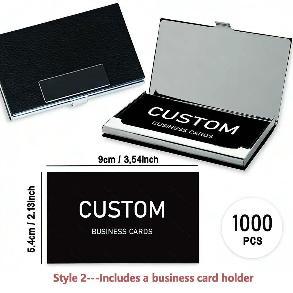 200/500/1000pcs Customizable Cards, Personalized Business Cards with Acrylic Storage Box, Waterproof Thank You Invitations