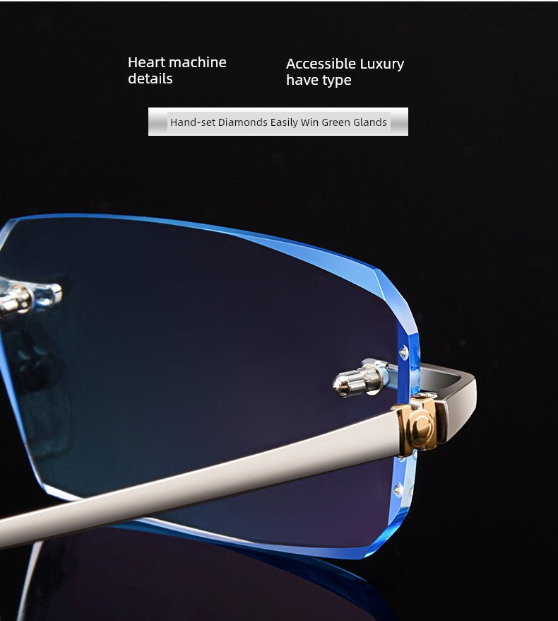 Anti-Radiation Glasses Men's Plain Anti Blue-Ray Finished Products Watch Mobile Phone with Myopia Frameless without Degrees Eye Protection