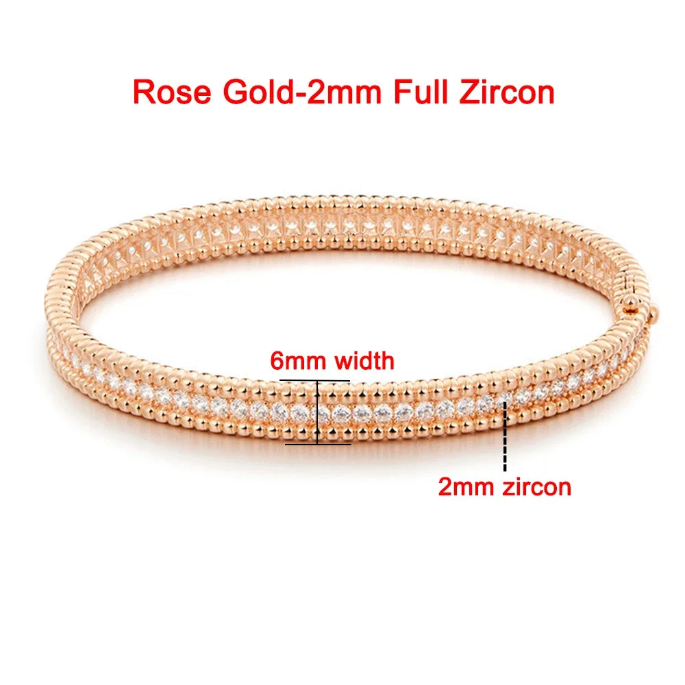 18K Gold Luxury Fine Jewelry Bangle For Women 925 Sterling Silver Plated
