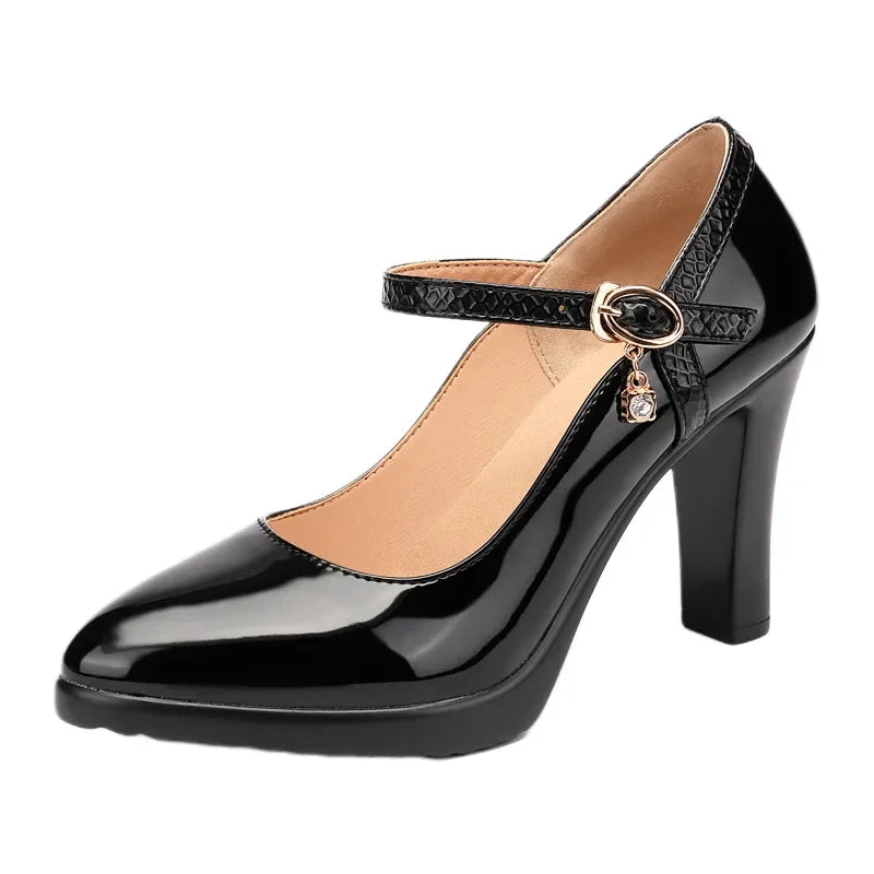 Patent Leather Shoes Women High Heels Mary Janes Platform Pumps