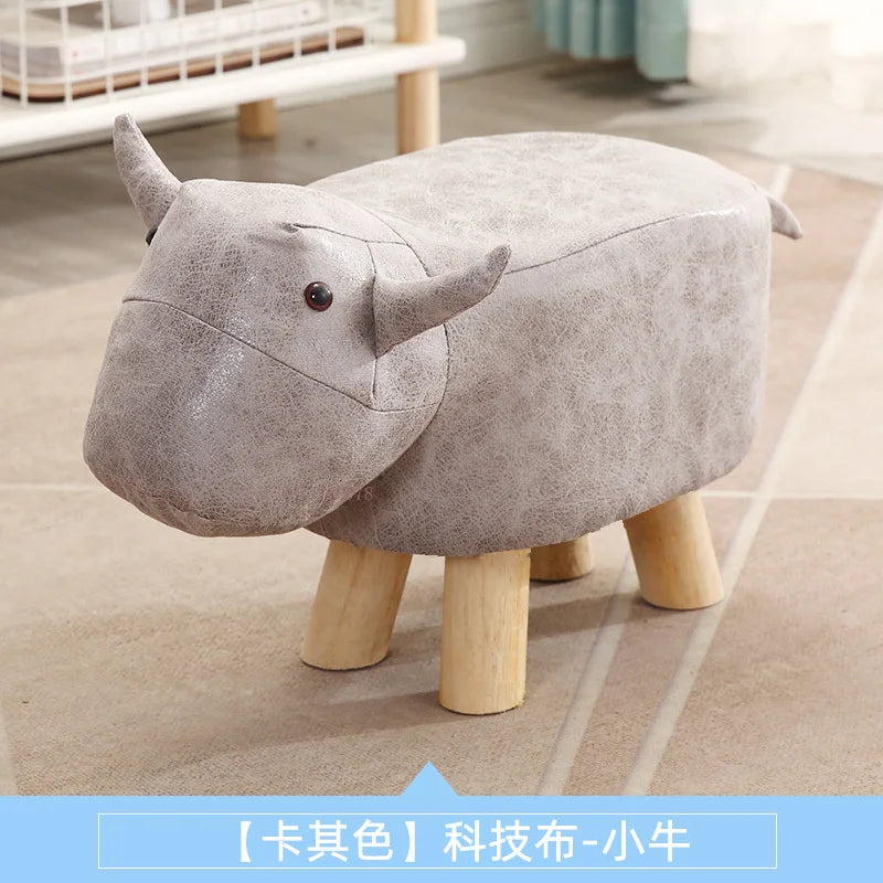 Real Wood Low Stools Creative Animal Elephant Cartoon Family Change Shoe taburete Small Stool ottomans Lovely pouf