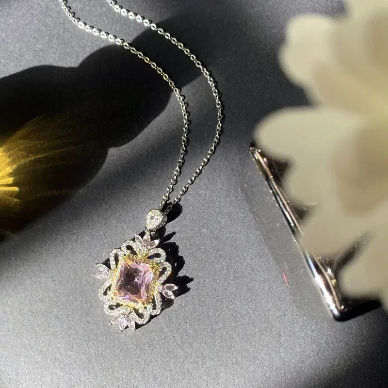 MDLFES Moissanite Diamond Style Europe America Medieval Jewelry Artificial Topaz Necklace