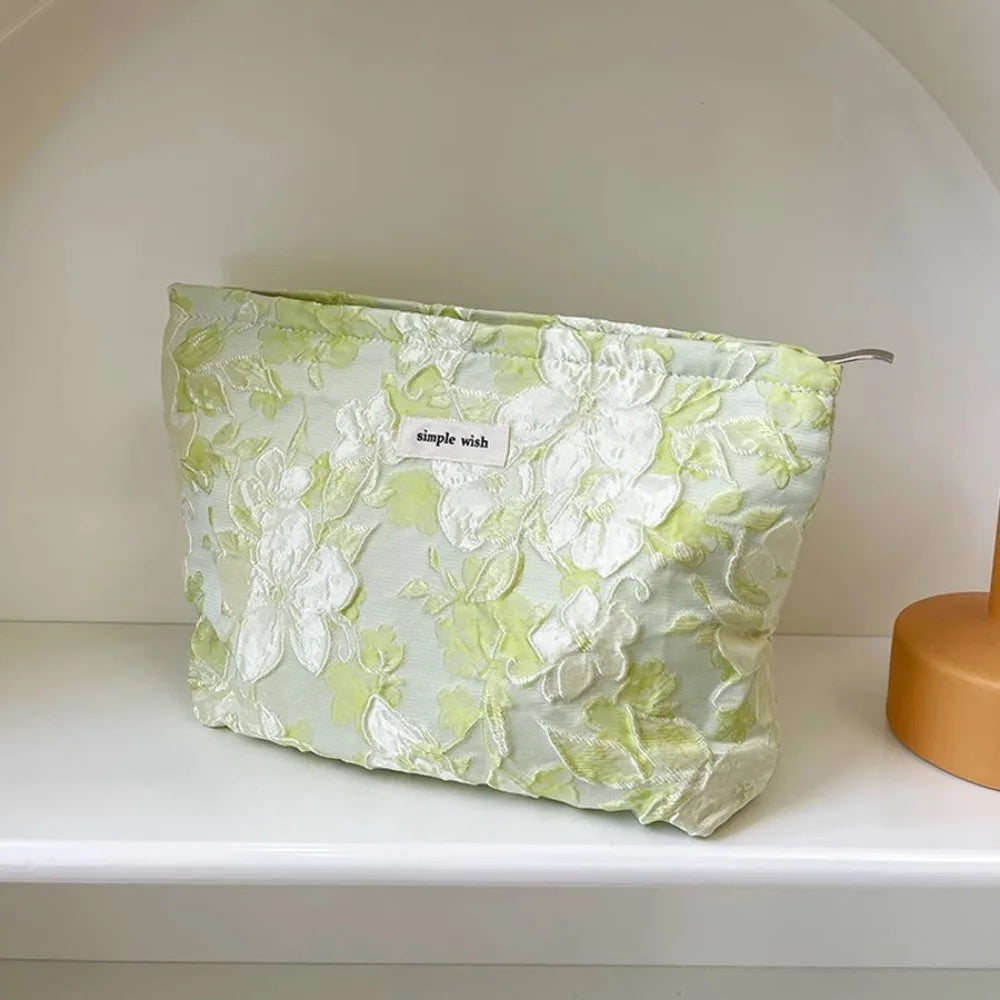 Fashion Floral Print Zipper Cosmetic Bag Travel Essentials Organizer Makeup Toiletry Pouch Portable Women's Makeup Bag