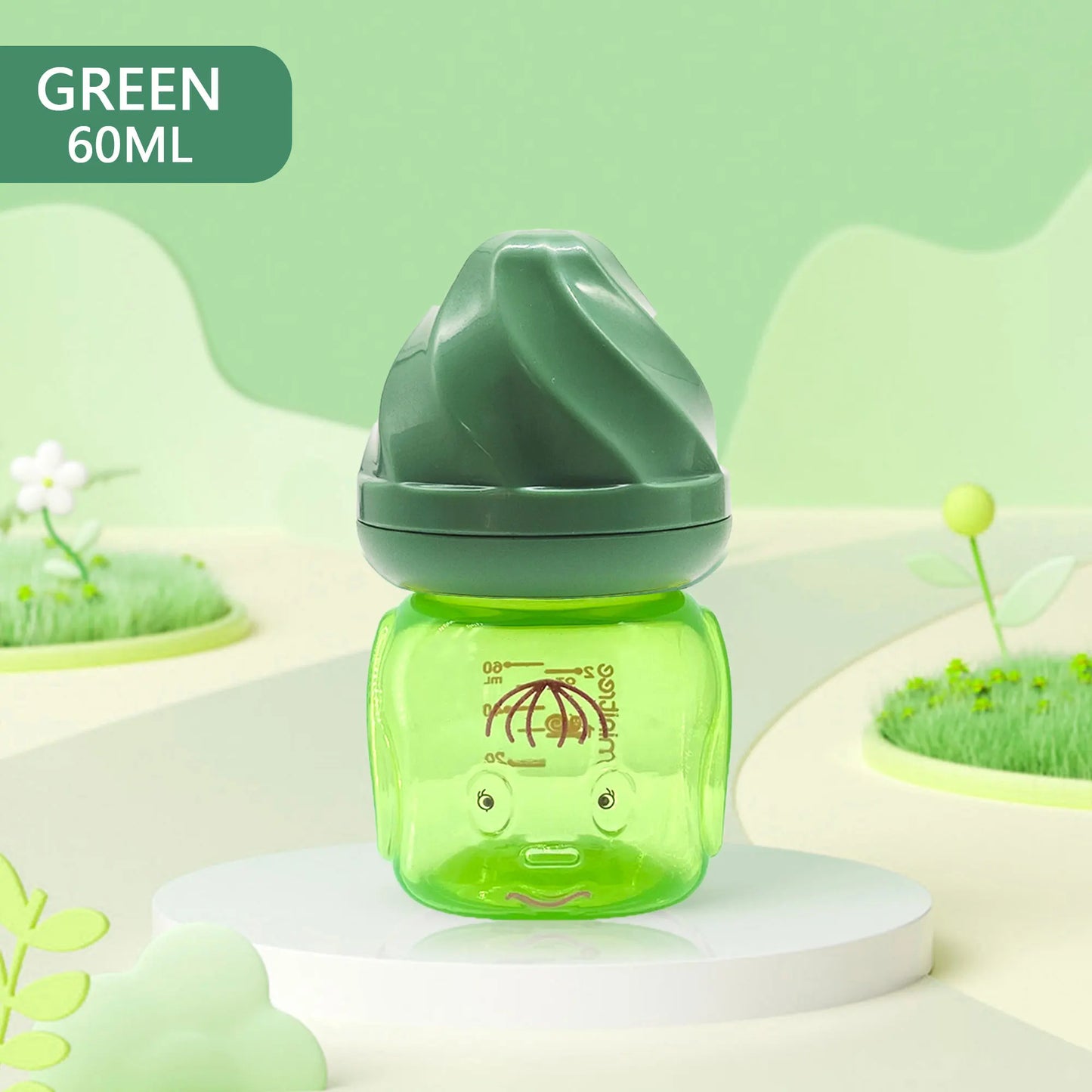 0-6 months newborn baby mini bottle, 60ml creative small windmill, fall-proof and anti-colic PP bottle, BPA-free