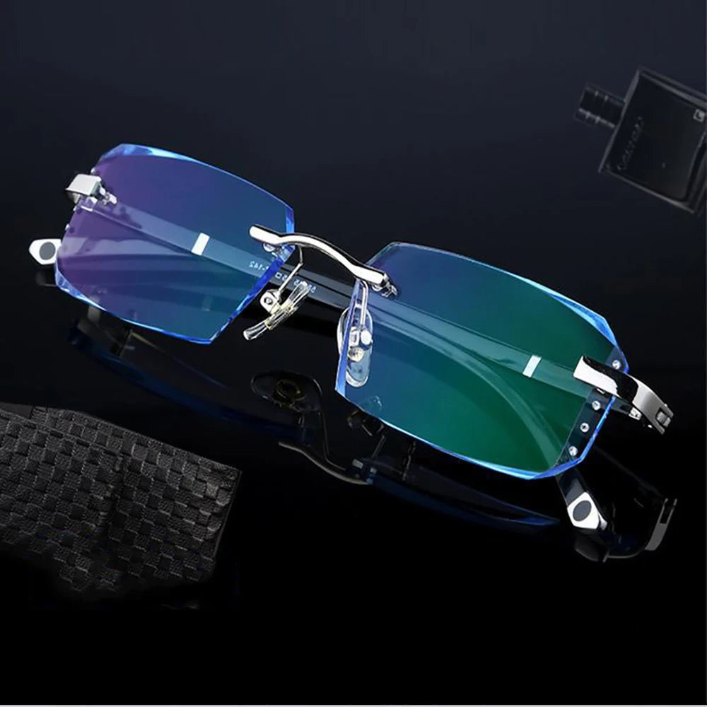 Frameless HD Anti Blue Anti Fatigue Presbyopia Men's Reading Clear Glasses +1.0~+4.0