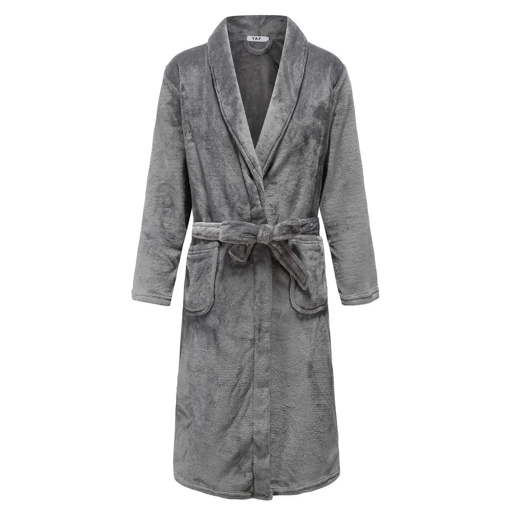 Thicken Warm Flannel Couple Robe Lounge Wear Winter Kimono Bathrobe Gown Sleepwear