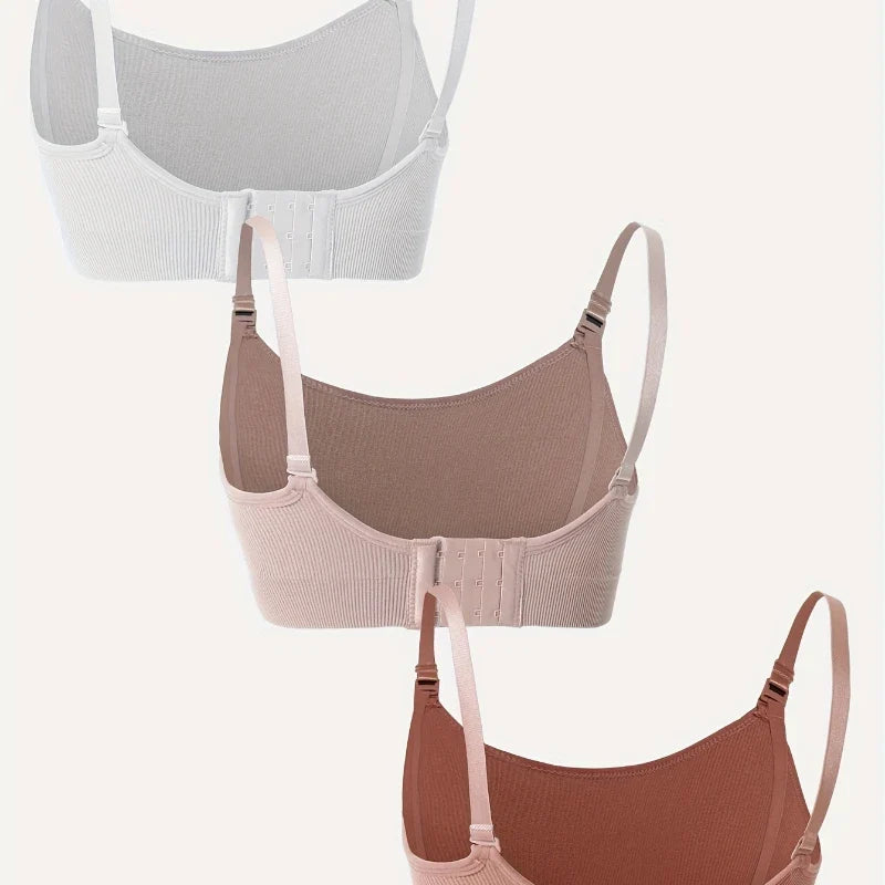 3 PCS Set Breathable Front Open Nursing Bra Maternity Underwear Pregnancy Bra Full Cup Wireless Comfortable Breastfeeding Bra