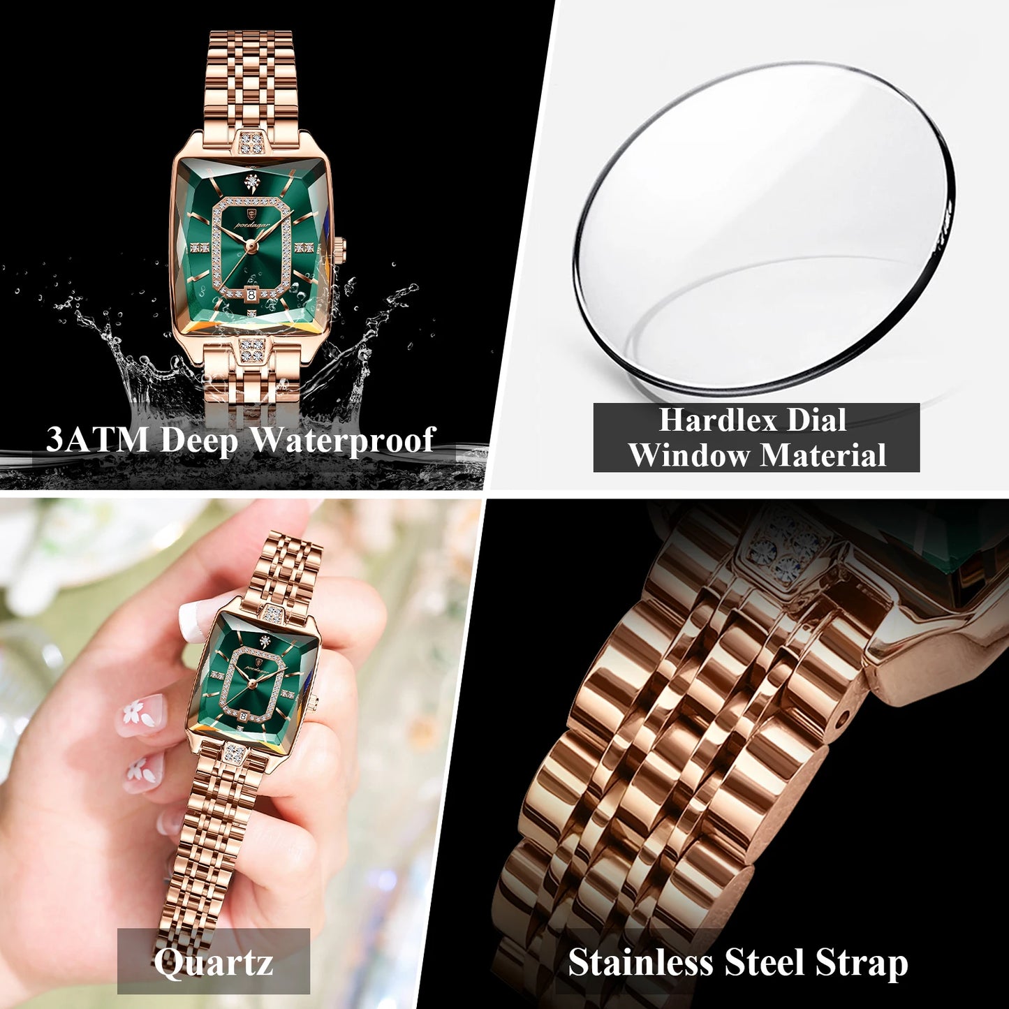 POEDAGAR Luxury Woman Watch Waterproof Wristwatch Stainless Steel Quartz
