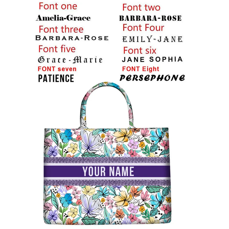 Personalized custom women's tote bag, canvas printed handbag, large capacity beach bag