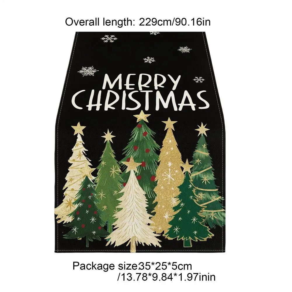 Christmas Table Cover Runner Holiday Tablecloth Linen Rectangular Farmhouse