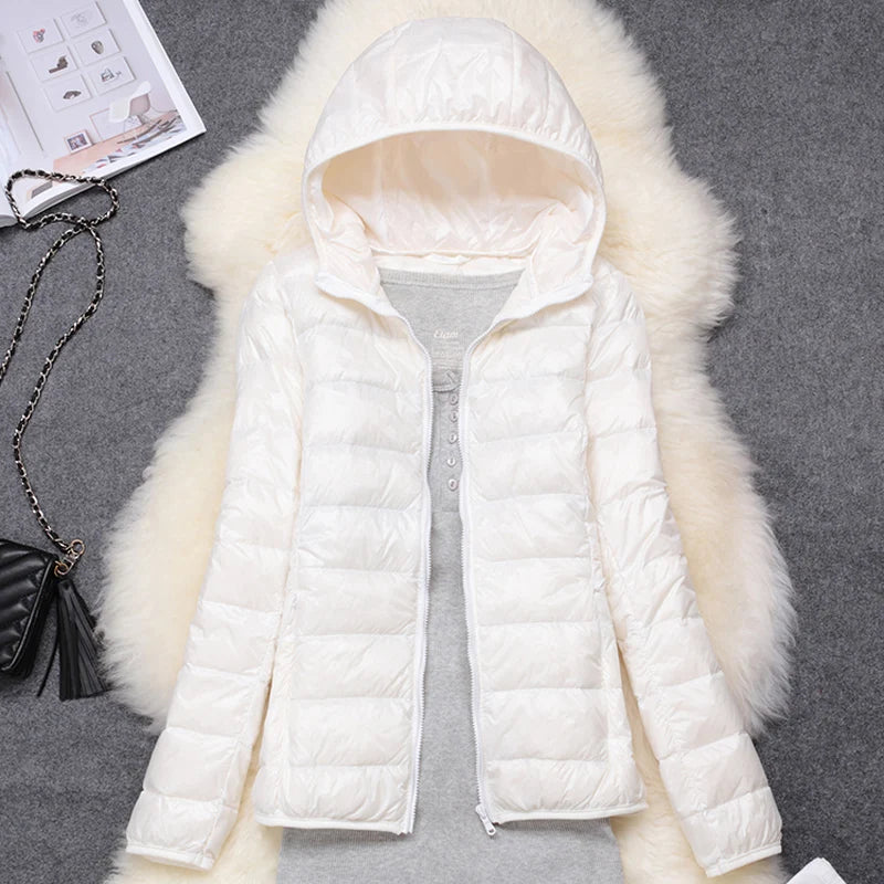 Women Ultra Lightweight Travel Packable Hooded Down Coats Plus Size 5XL 6XL 7XL