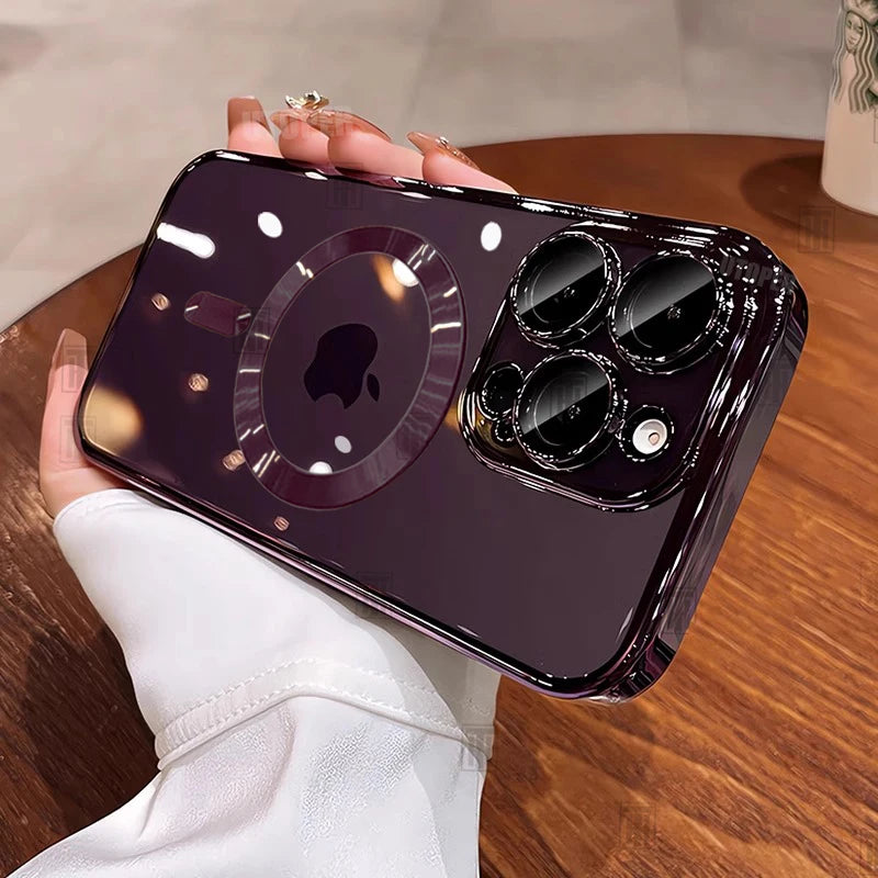 Desert Gold Case for iPhone 17 Air 16 15 14 13 12 11 Pro Max Plus, Clear Magnetic Lens Protection Soft Case