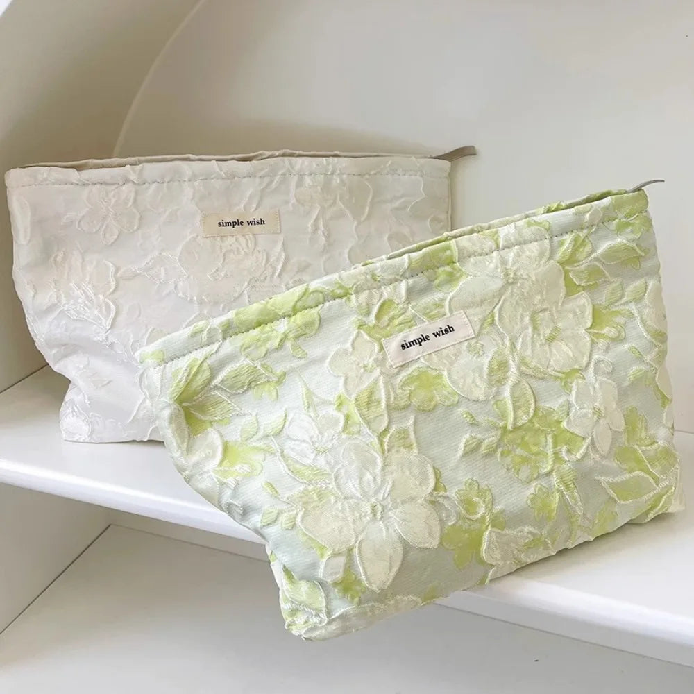 Fashion Floral Print Zipper Cosmetic Bag Travel Essentials Organizer Makeup Toiletry Pouch Portable Women's Makeup Bag