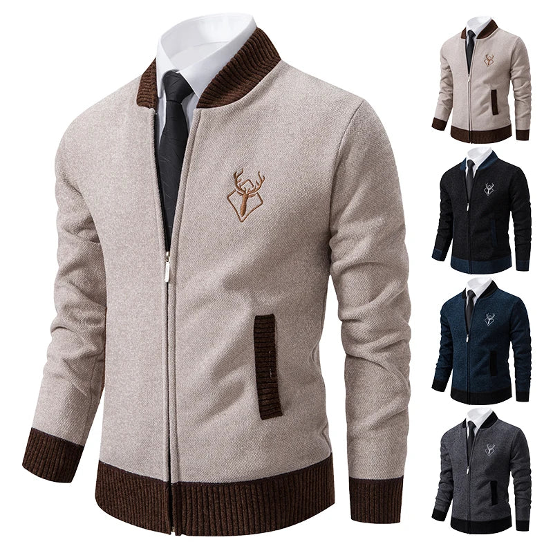 Men's winter warm padded knitted cardigan sweater