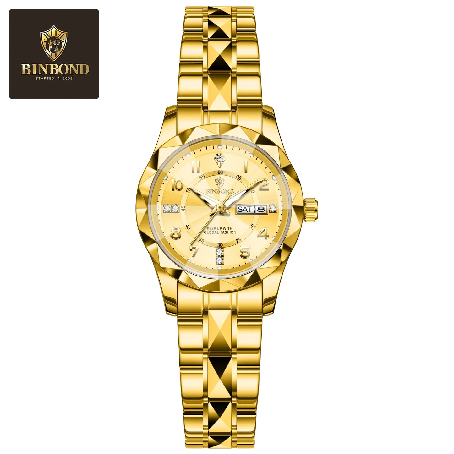 BINBOND Women Quartz Luxury Watch Waterproof with Week/ Date/ Clock