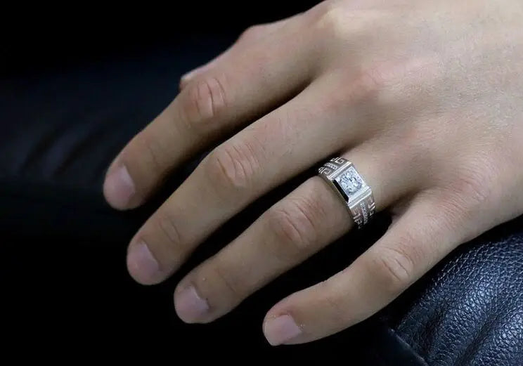 Charm 925 Sterling Silver Rings For men Shining crystal adjustable size engagement wedding high quality Jewelry