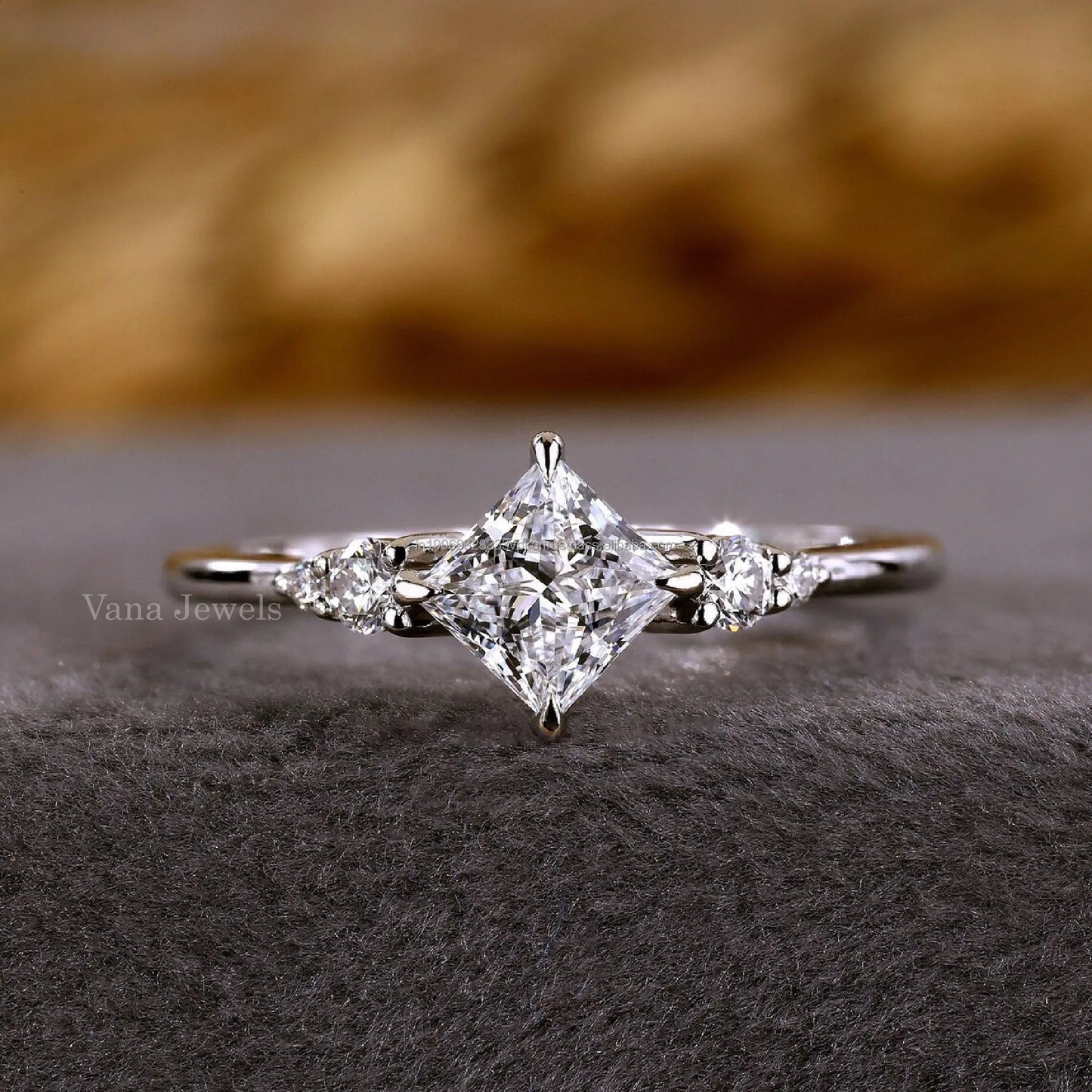 Eco-Friendly Princess Cut Lab Grown Diamond 14K Solid Gold Engagement Ring Proposal Gift Vana Jewels Trendy IGI Certification