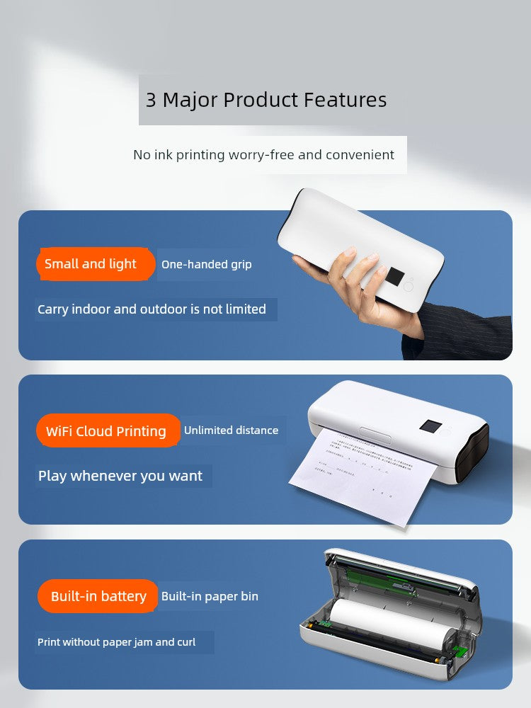 Compact Portable Miniature Printer for Homework Wireless Ideal for Student Dormitory