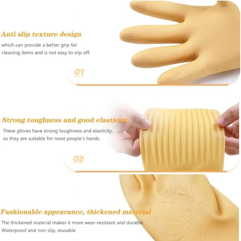 45CM Extra-Long Rubber Cleaning Gloves Non-Slip Reuseable Kitchen Washing Tools for Household Bathroom Dishwashing Latex Gloves