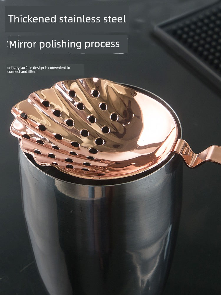304 Stainless Steel Ice Filter Spoon-Shaped Ice Strainer Creative Cocktail Bar Filter Partition Ice Filter Cocktail Ice Cube