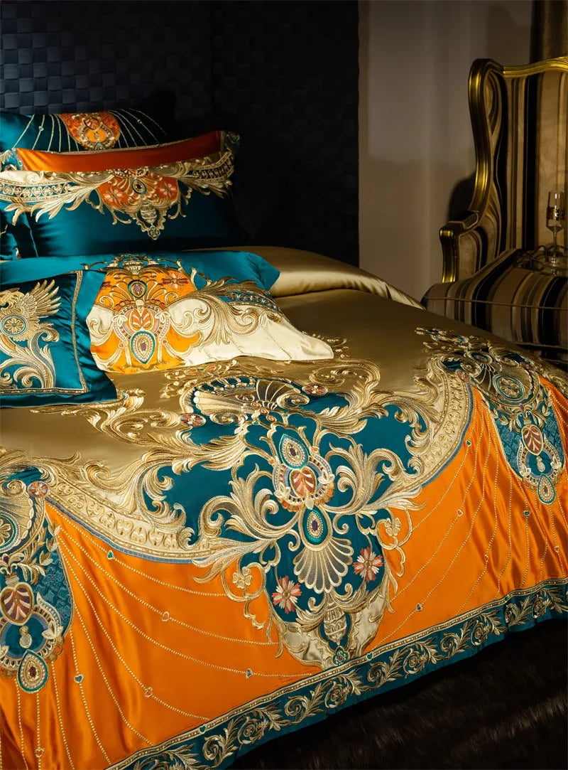 Royal Luxury Bedding Comforter Embroidery Duvet Cover Set 4/6/10Pcs