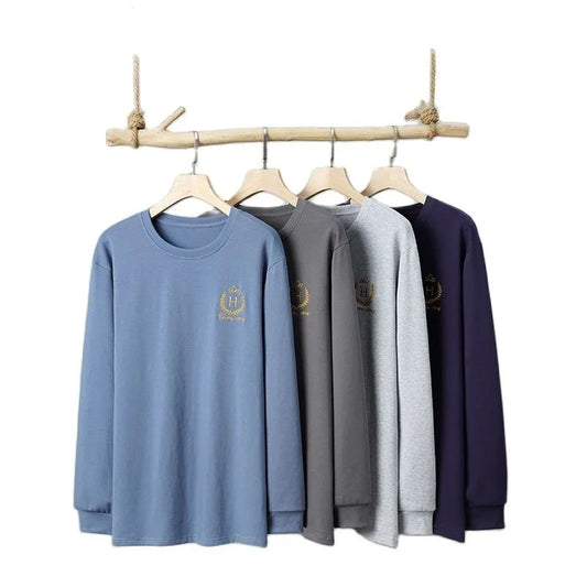 Men Cotton Long Sleeve Soft Pajamas Spring Big Size 4XL 5XL 6XL 7XL