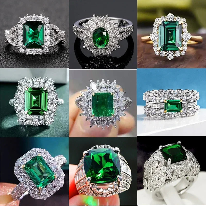 Women's Luxury Emerald Cubic Zirconia Jewelry Ring