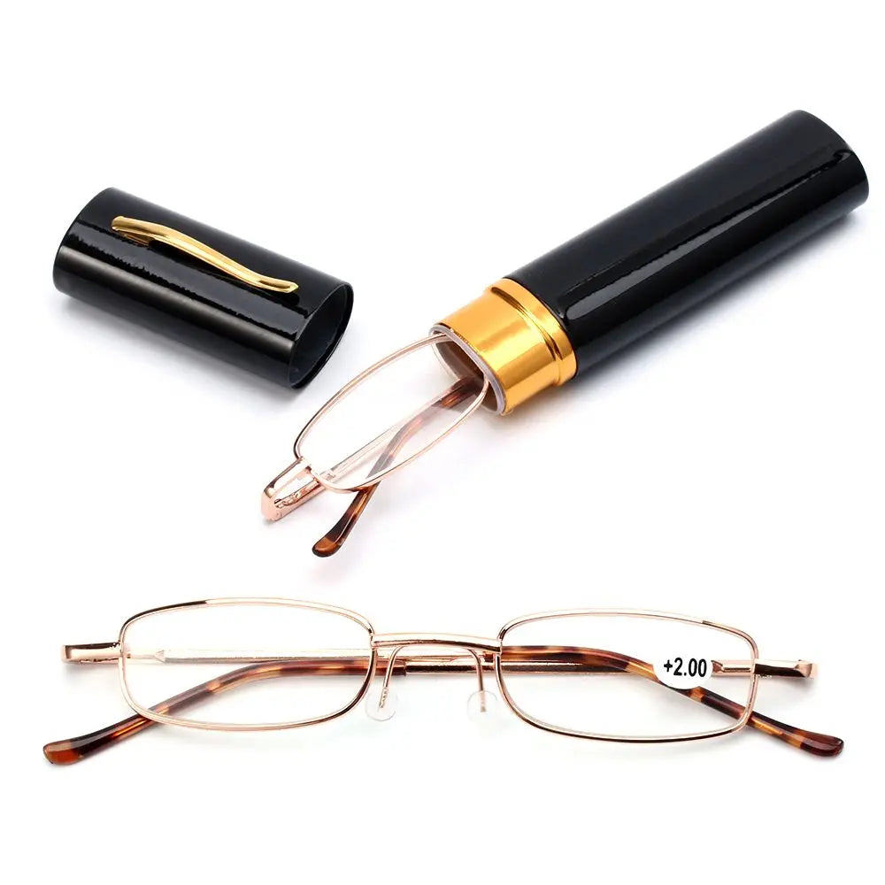1Set Portable Reading Glasses Men Women Ultra-thin Mini Anti-blue light Presbyopia Eyeglasses with Box Computer Glasses +1.0~4.0