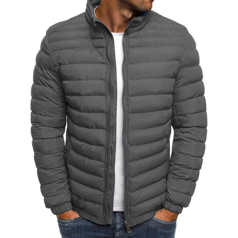 Men's Parkas Solid Hooded Cotton Coat Jacket Warm Autumn Winter