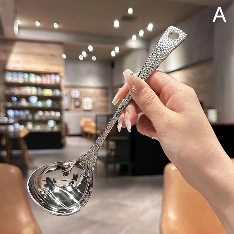 Stainless Steel Soup Spoon Deepen Large Capacity Spoon Silver Mirror Polished Flatware Soup Rice Home Kitchen Tableware