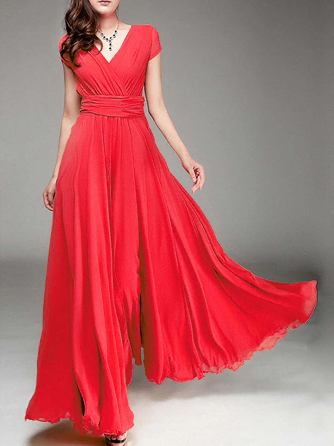 Women's Bohemian Maxi Long V-neck Sleeveless Dress