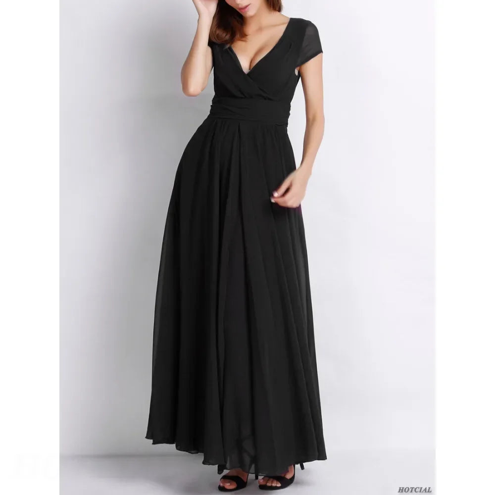 Women's Bohemian Maxi Long V-neck Sleeveless Dress