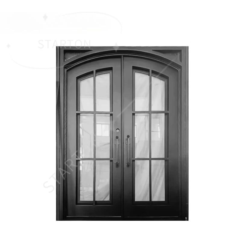 Supplier European New Grill Latest Design Safety Double Entrance Wrought Iron Door