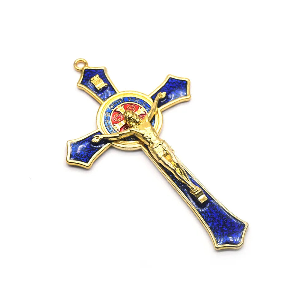 12*7cm Golden Saint Benedict Cross Jesus Christ Pendant Religion Praying & Decoration