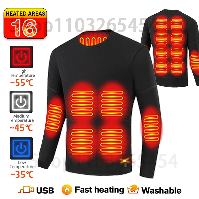 52 Areas Heated Underwear Winter Thermal Women Men Heating Jacket Winter Accessories USB Electric Heating Clothes