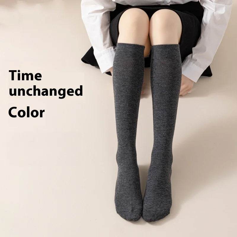 Women Organic Cotton Solid Warm Socks Thigh High Knee