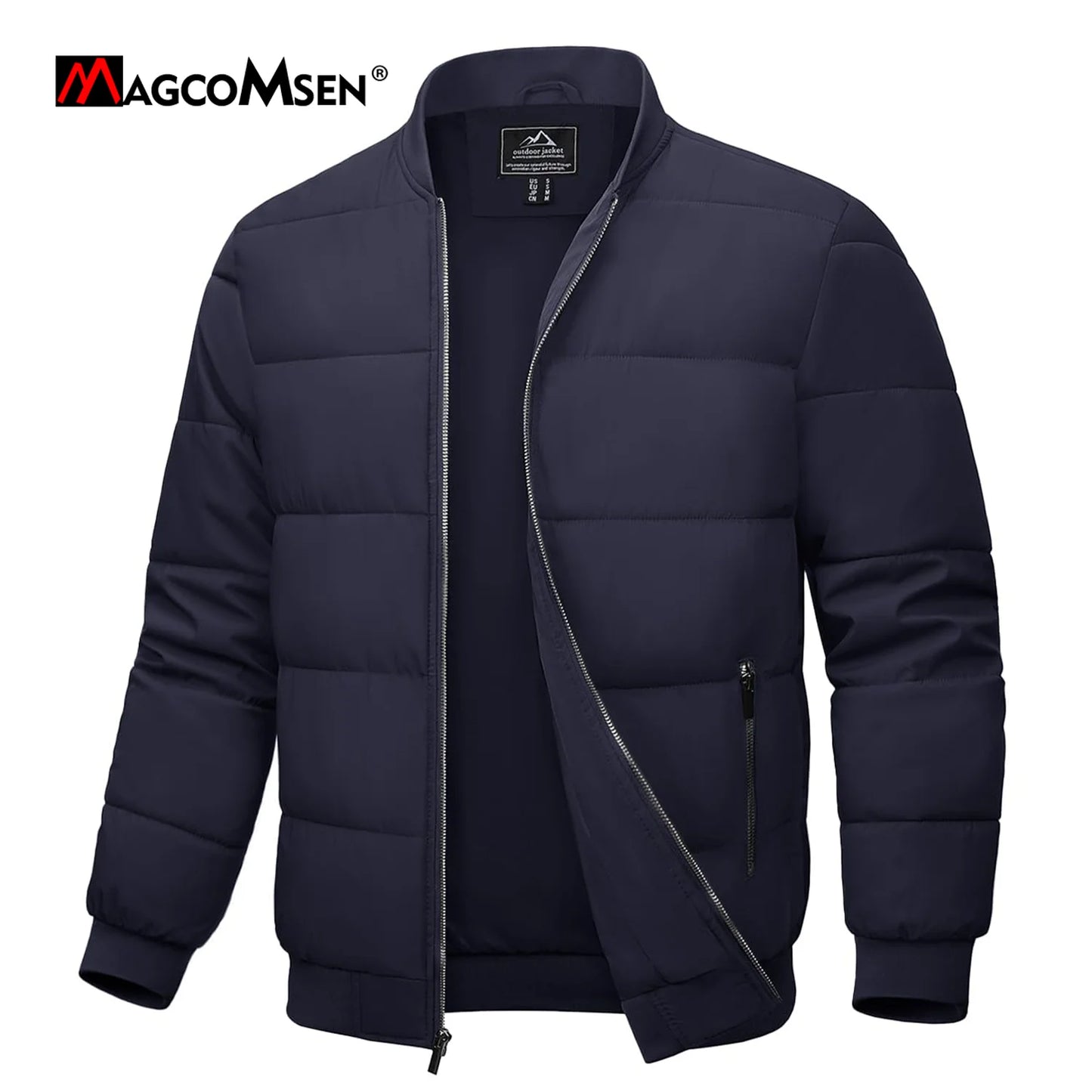 Men's Thermal Bomber Jackets Fall Winter Windproof Baseball Coat Full Zip