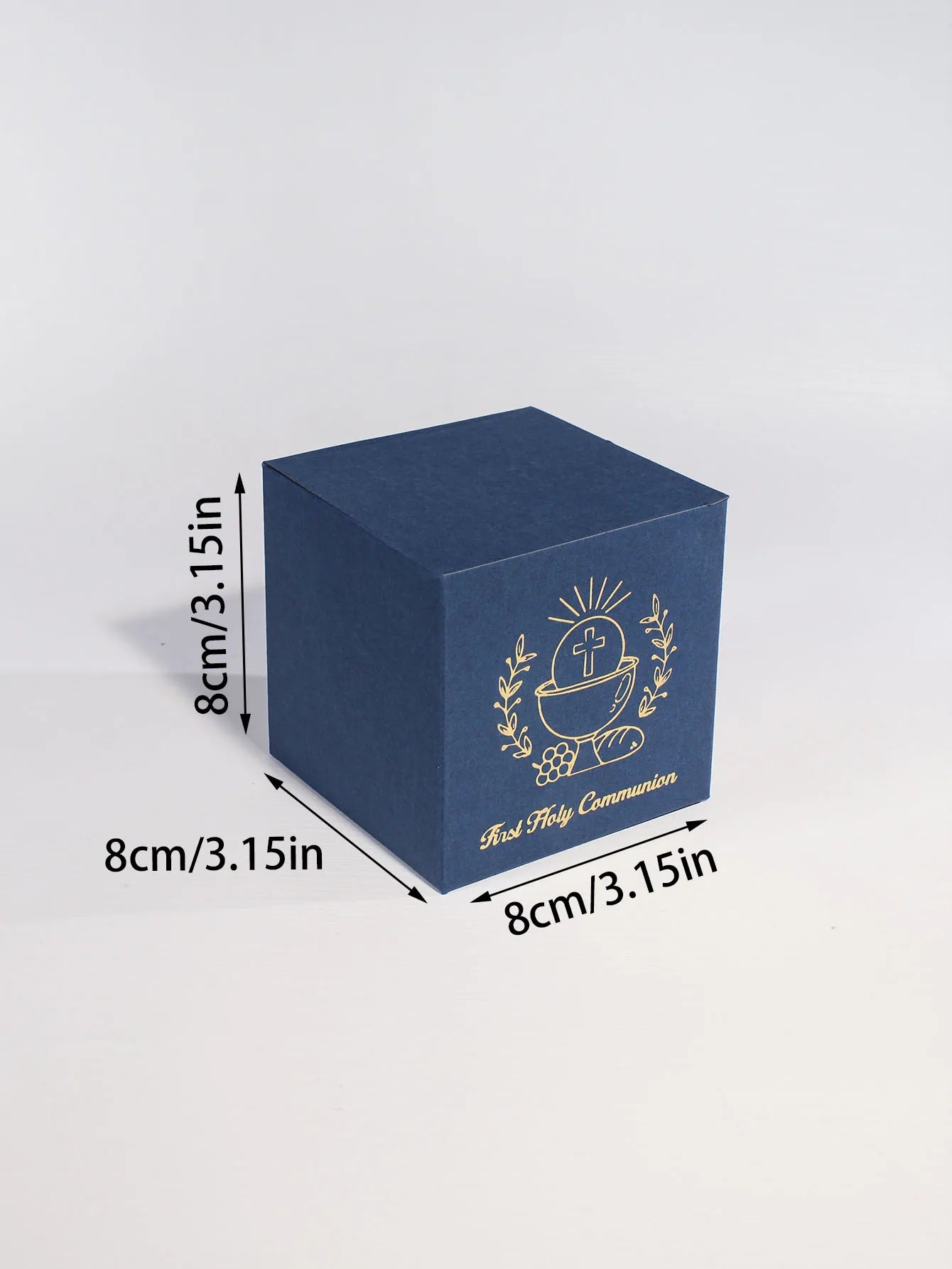 Elegant first communion gift box, golden Holy Grail of the cross and the words' First Communion ', Christian communion gift box