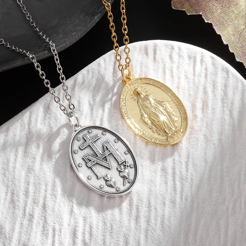 Unisex Virgin Mary Blessing Necklace Pendant