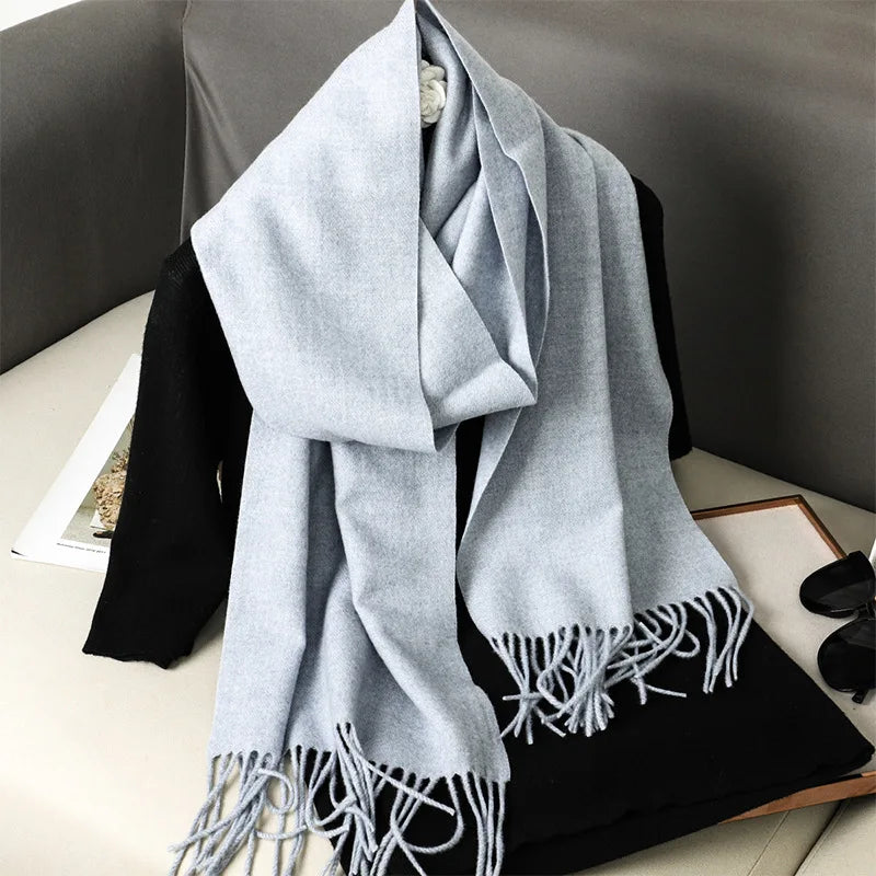 Color Solid Women Winter Scarf Warm Thicken Cashmere Shawl