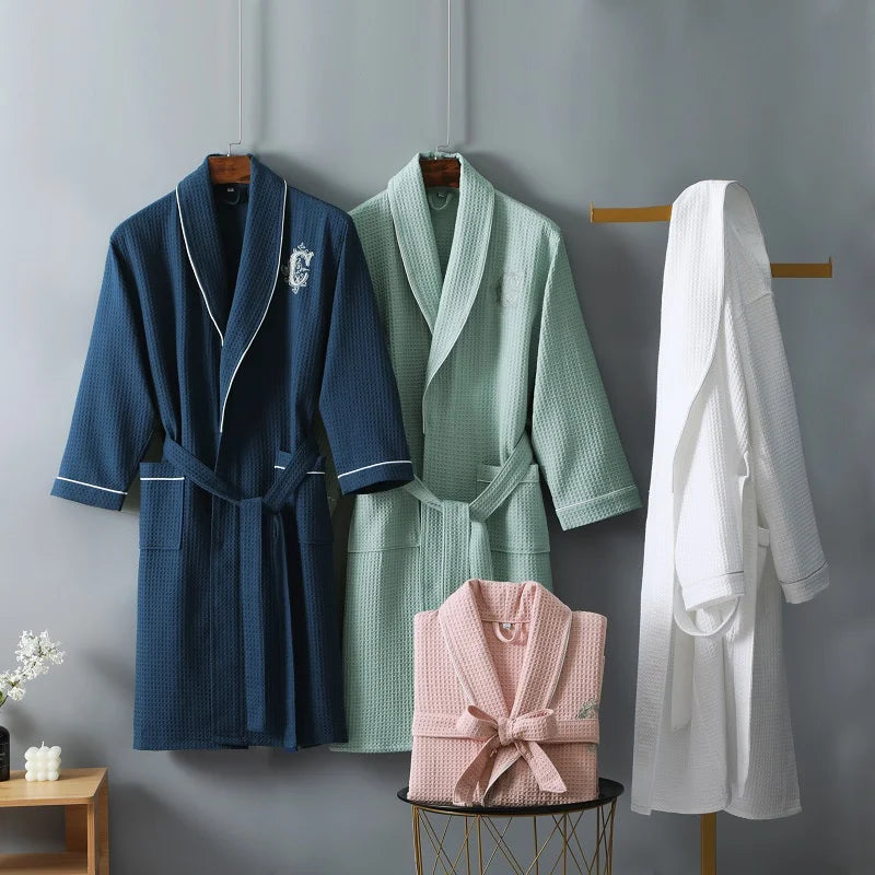 Top Quality Autumn Winter Bathrobes Couple Towel Terry Cotton Robe Men's Elegant Five-star Hotel Home Wear