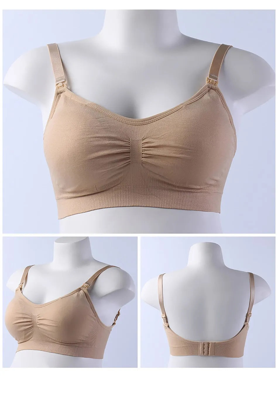 Breastfeeding Bra Upper Buckle Wirefree Seamless Postpartum Removable Chest Pad